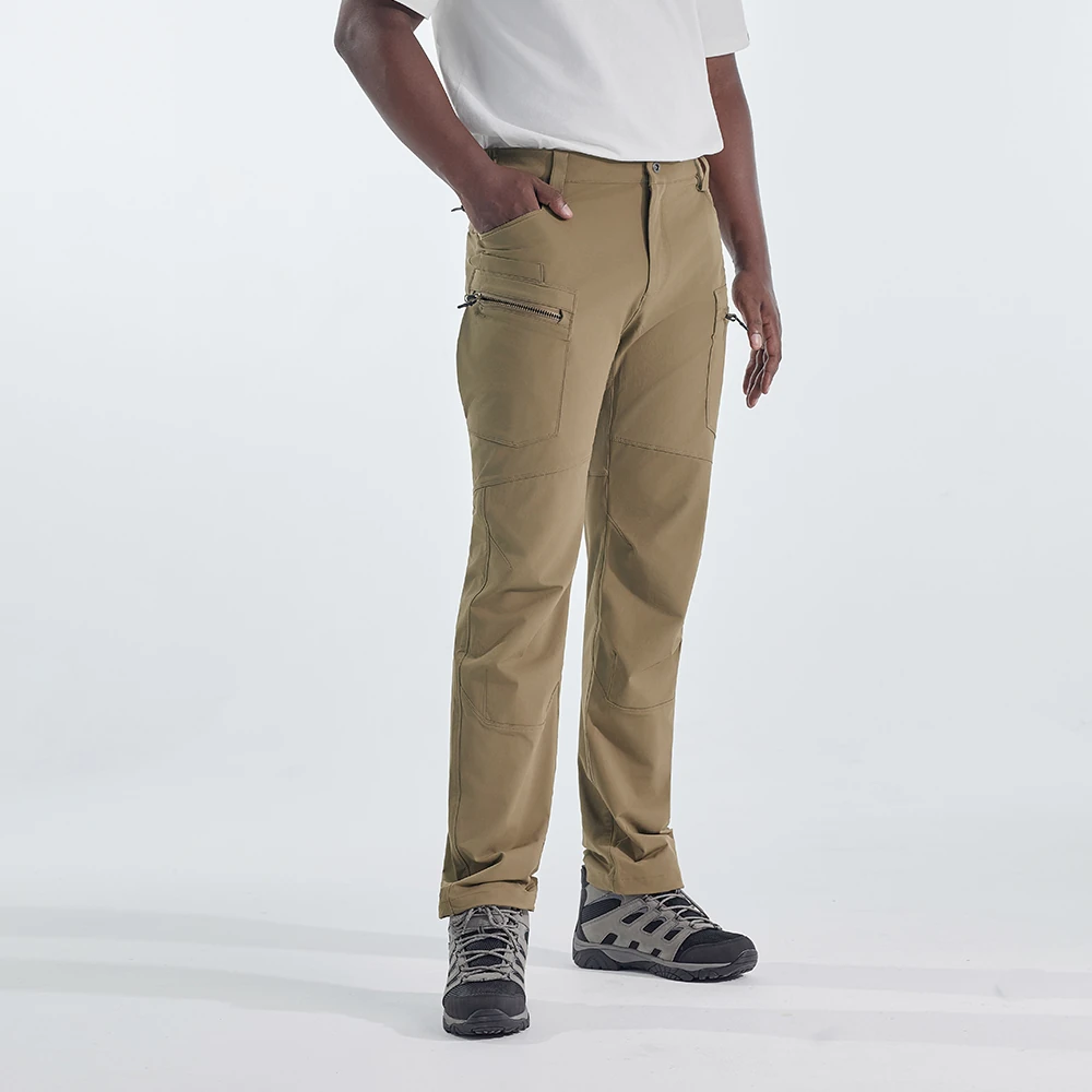 Khaki tactical cargo pants front view featuring ergonomic fit, multi-pocket design and durable fabric for tactical and outdoor operations