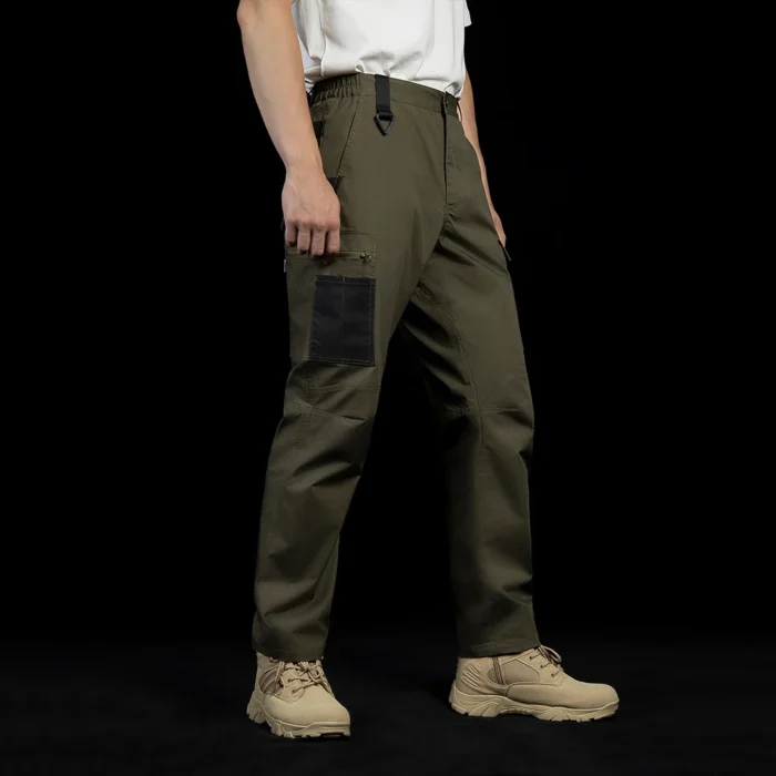 Right angled view of tactical cargo pants, showcasing lightweight fabric, multi-pocket layout, and professional tactical cargo pants silhouette.