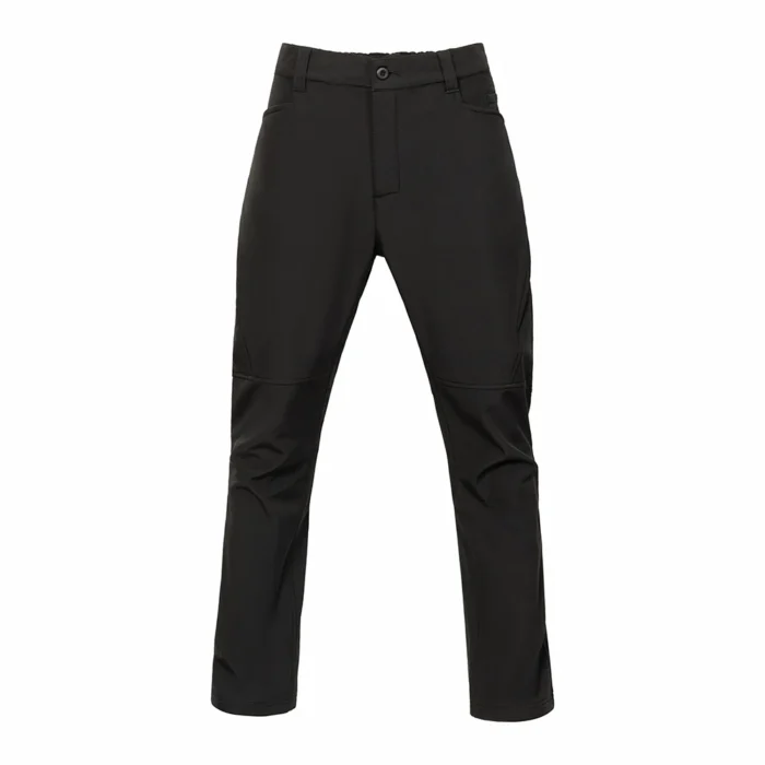 Front view of black lightweight tactical pants designed for durability and flexibility, ideal for military training, outdoor work, and tactical missions.