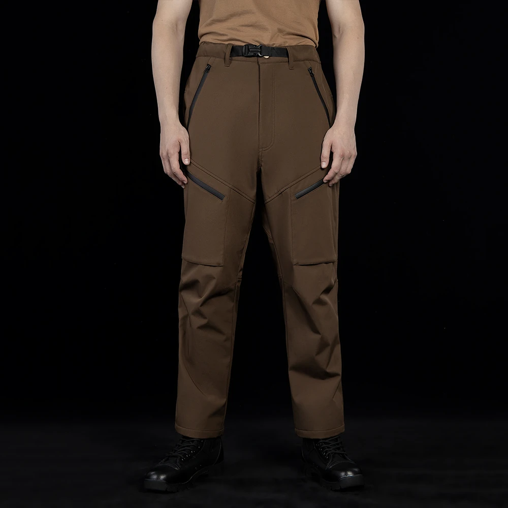 Front view of softshell pants featuring a clean tactical design, lightweight stretch fabric, and ergonomic cut for outdoor, tactical, and workwear applications.