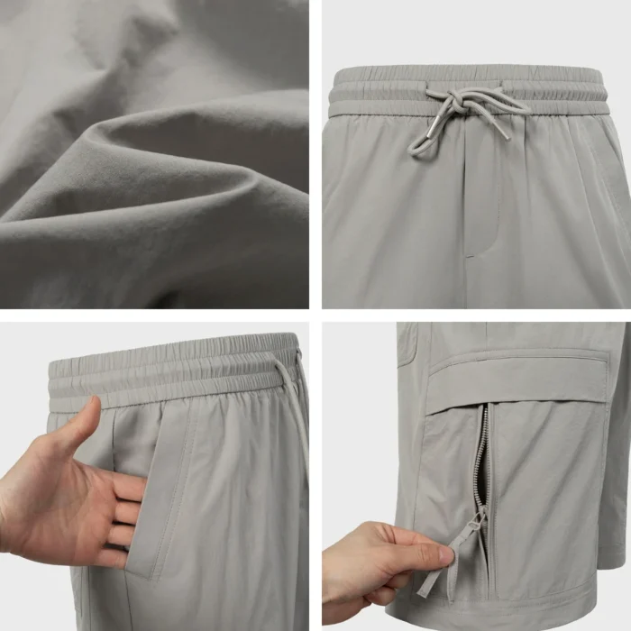Outdoor Hiking Shorts Fabric & Functional Details – Elastic Waist & Zipper Pocket