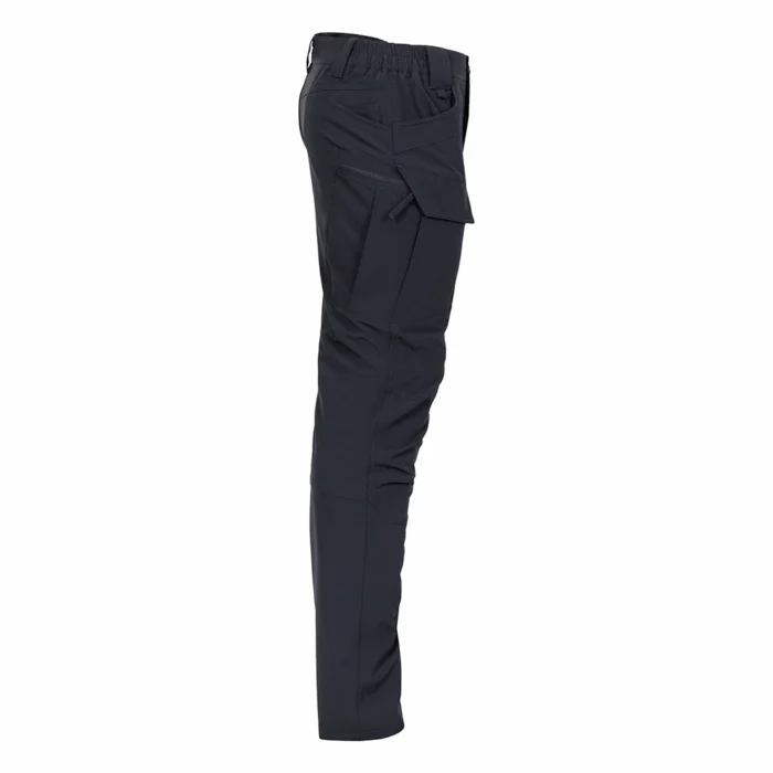 Side view of navy tactical cargo pants featuring a lightweight fit, ergonomic cut, and functional cargo pockets suitable for tactical, security, and outdoor operations.