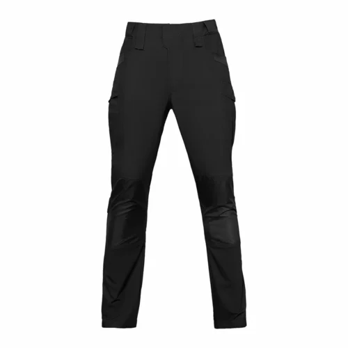 Front view of black tactical work pants featuring a clean professional silhouette, reinforced construction, and utility pocket layout, designed for industrial, security, and tactical work applications.