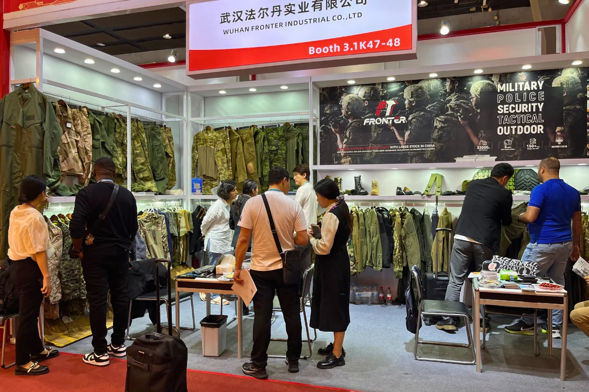 Busy Military Uniform Booth at Canton Fair 2024