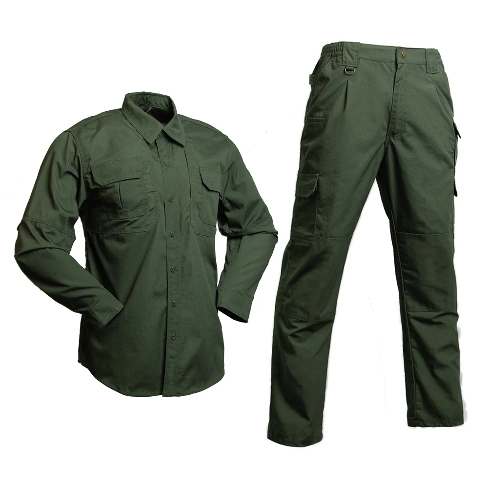 Olive green tactical field uniform reference for long-term program manufacturing. Customization can include fabric blends, trim and hardware, labeling, and QC checkpoints.