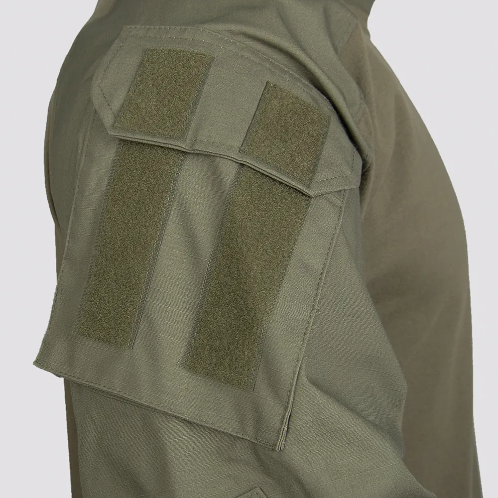 Sleeve pocket and Velcro ID area detail for identification placement and patch coordination. Reference image for OEM customization such as panel size, pocket layout, and stitching.
