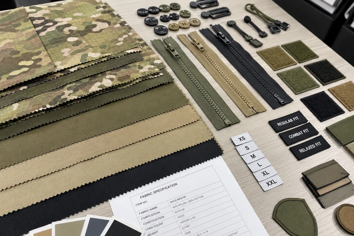 fabric and trim selection for OEM military uniforms