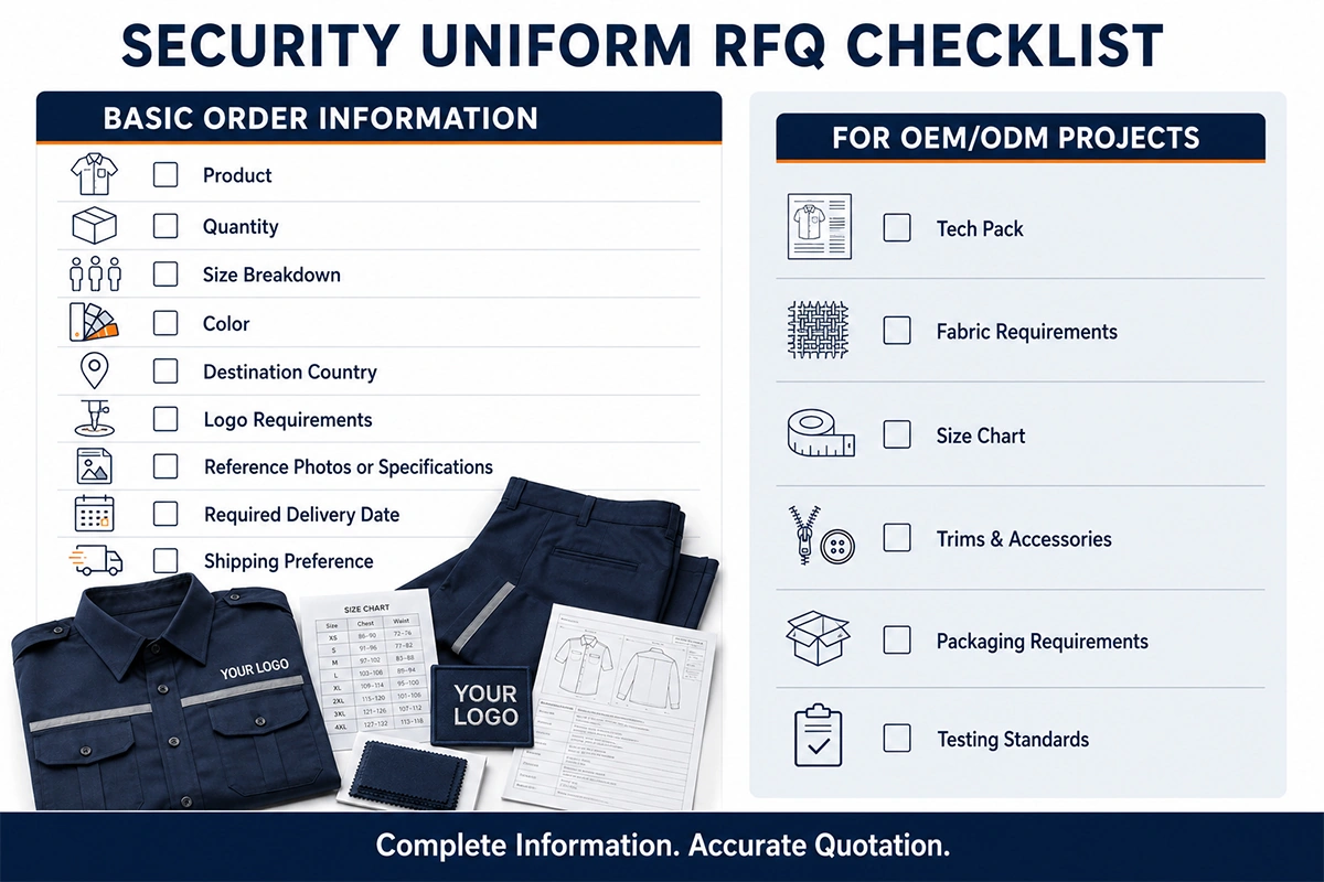 Information required for an accurate bulk security uniform quotation